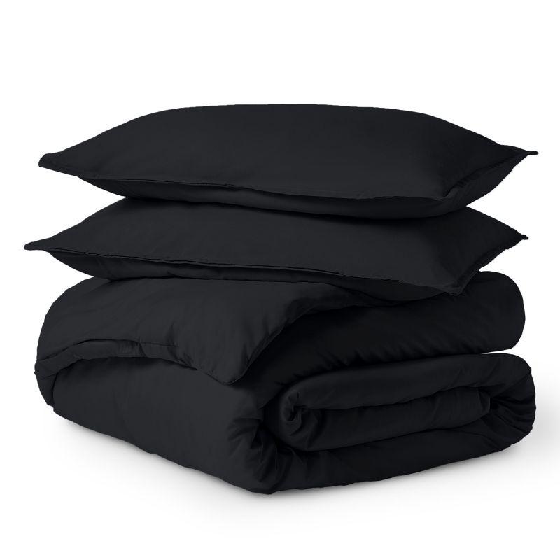 Full Black Double Brushed Duvet Cover Set by Bare Home