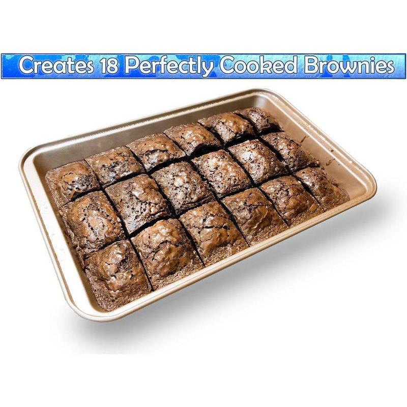 5 Star Super Deals Brownie Nonstick Pan with Dividers -Nonstick Copper Baking Tray 18 Precut Brownies - 12x8 Inch with Handles