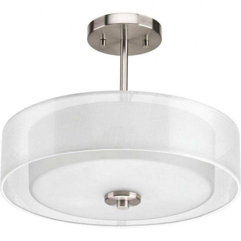 Elegant Brushed Nickel 3-Light Semi-Flush Mount with Sheer Mylar Shade