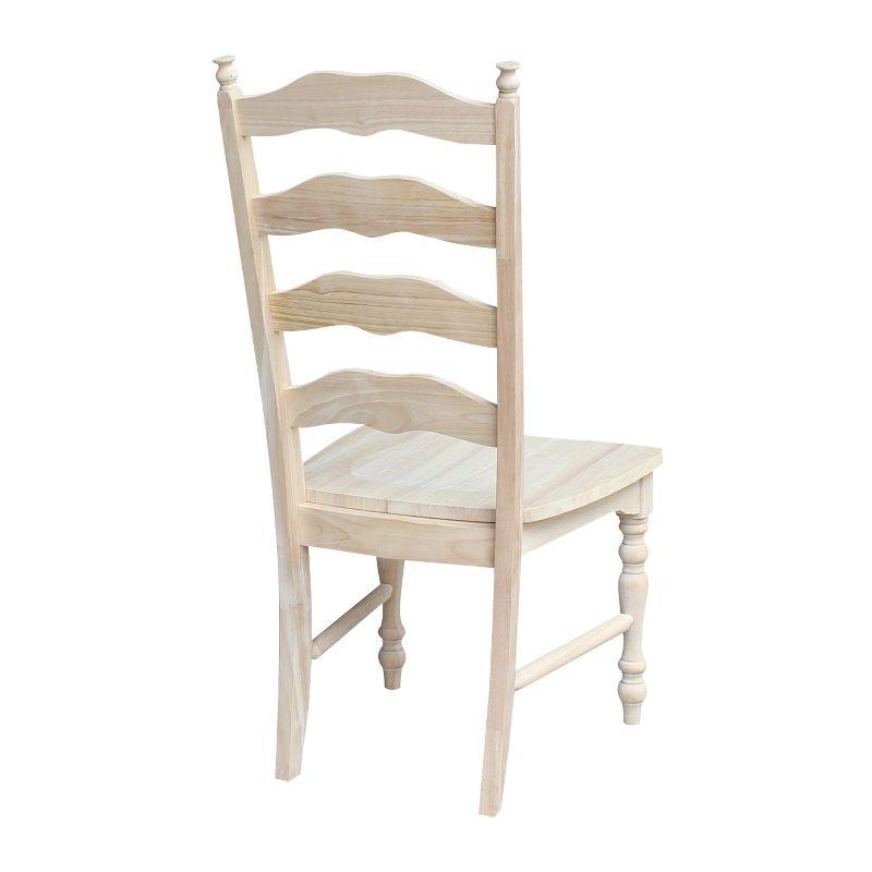 International Concepts Set of 2 Maine Ladderback Chair Unfinished : Hardwood Frame, Armless Design, 225 lb Capacity