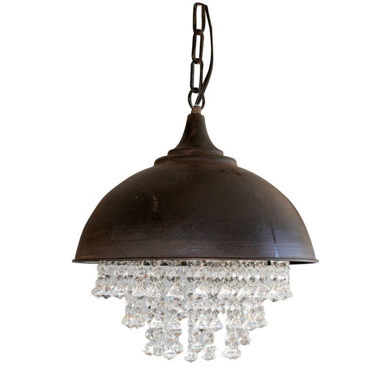 13.25" x 15" Metal Chandelier with Crystals Black - Storied Home