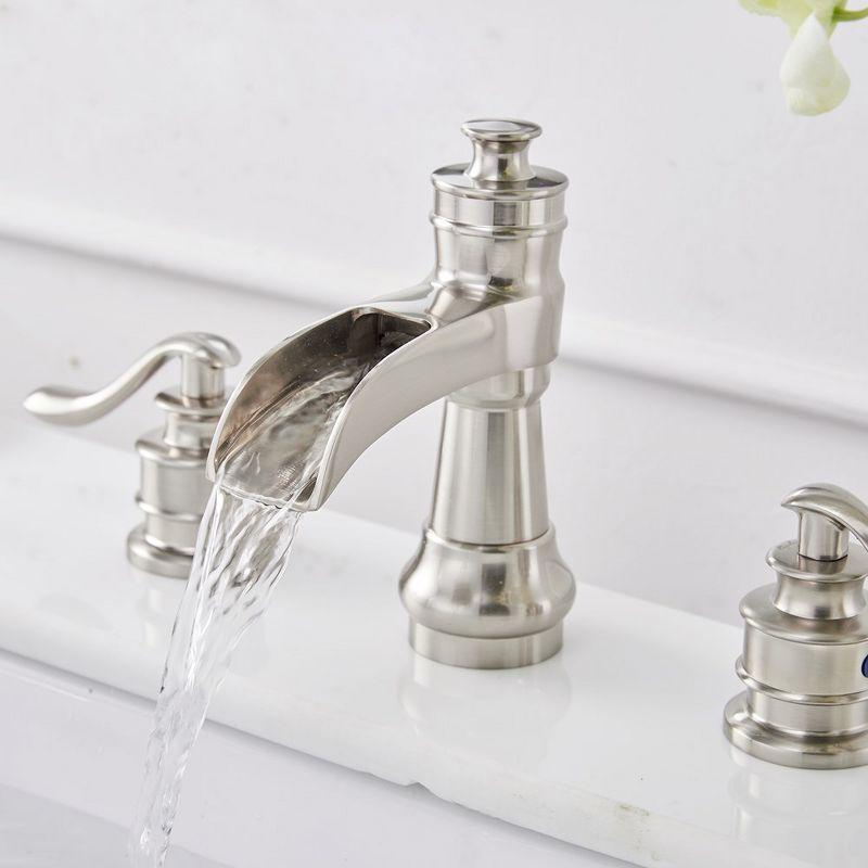 BWE 8 in. Waterfall Widespread 2-Handle Bathroom Faucet With Pop-up Drain Assembly in Spot Resist