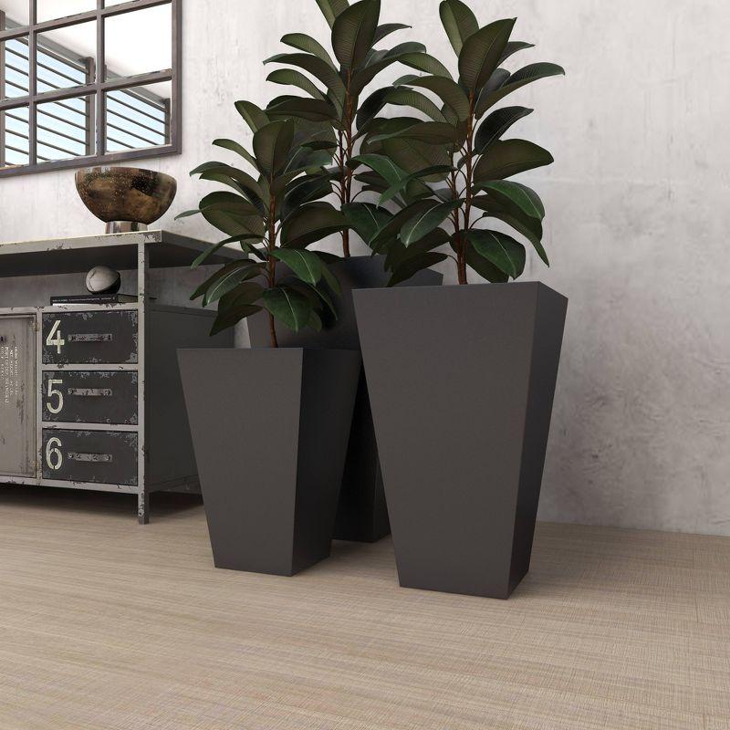 Set of 3 Modern Trapezoidal Iron Planters - Olivia & May: Indoor/Outdoor Freestanding Decor, No Drainage