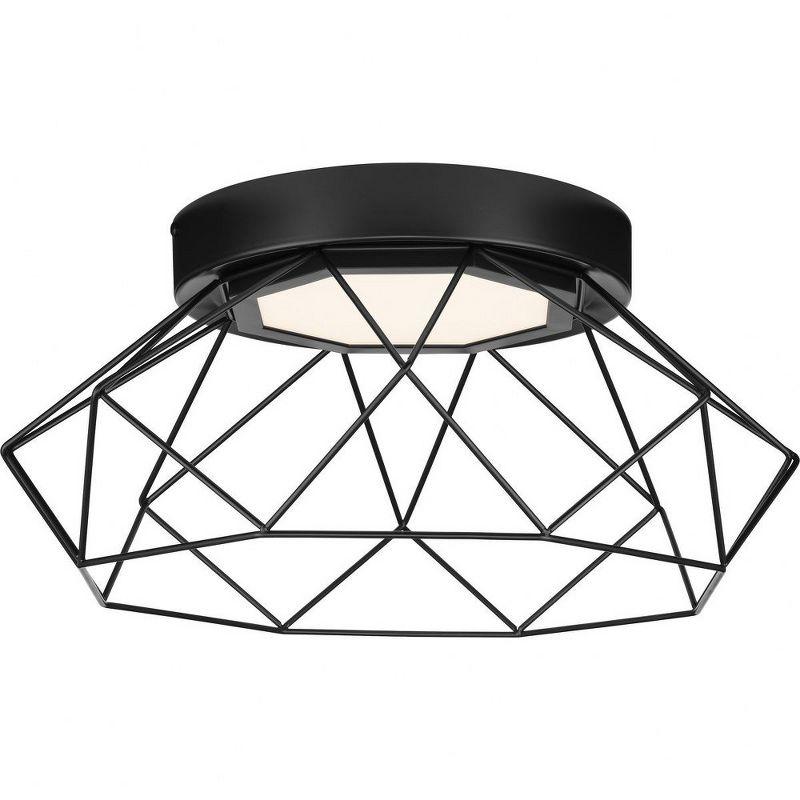 Geodesic Matte Black LED Flush Mount Light with Diamond Frame