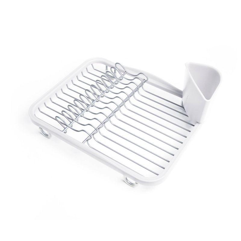 White Metal In-Sink Dish Rack with Utensil Cup