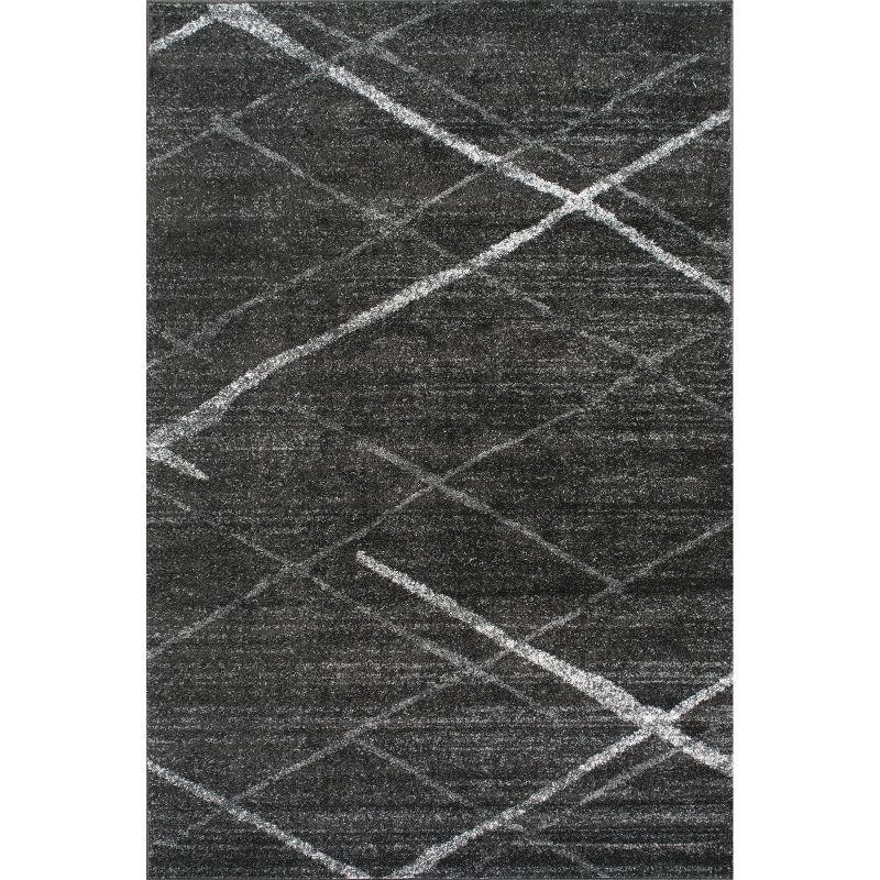 Nuloom 2x3 Thigpen Contemporary Indoor Area Rug, Charcoal, Abstract Lines, Non-Slip Backing, Stain Resistant, Bedroom Living Room, Kitchen