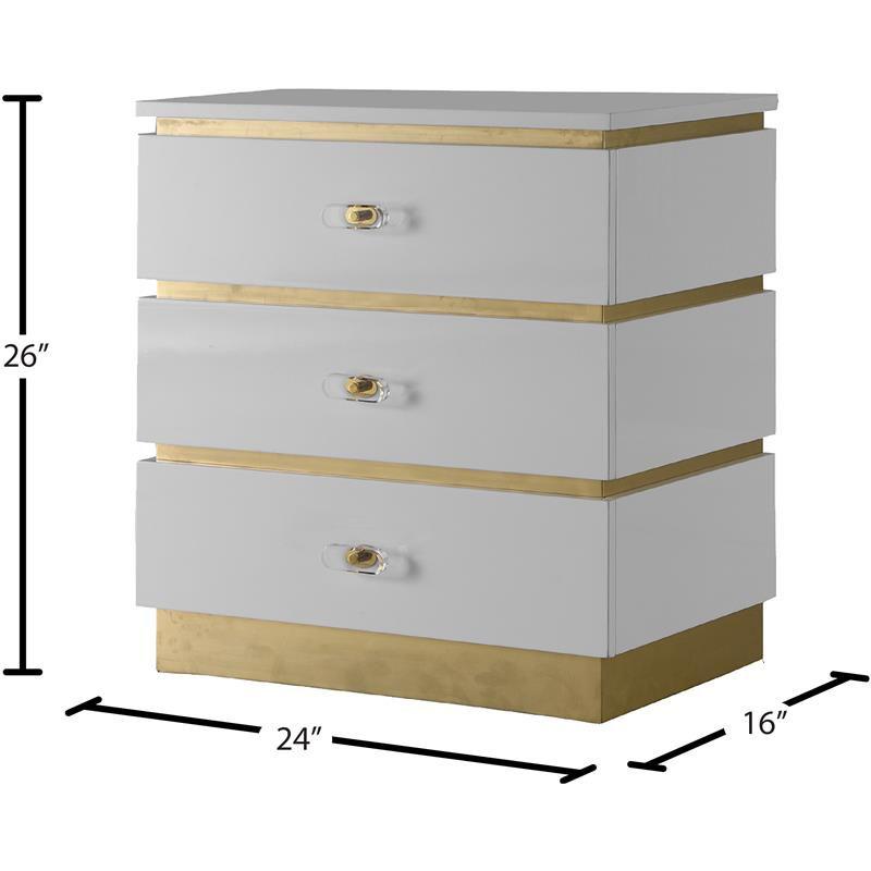 Meridian Furniture Esme Accent Table in White Lacquer/Gold