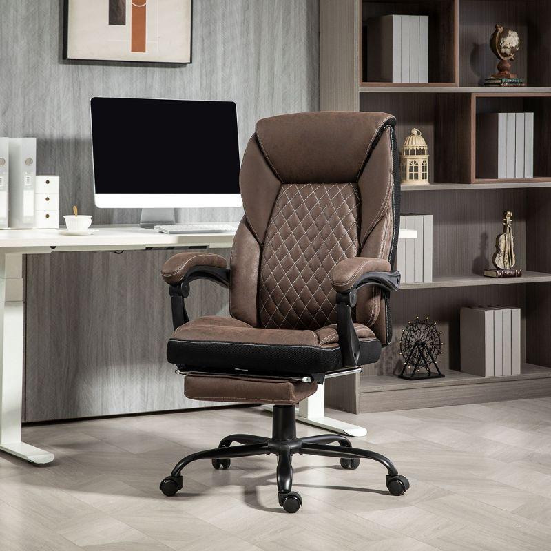 HOMCOM Executive Office Chair with Footrest, High Back Desk Chair, Reclining Swivel Chair, Height Adjustable, Dark Brown