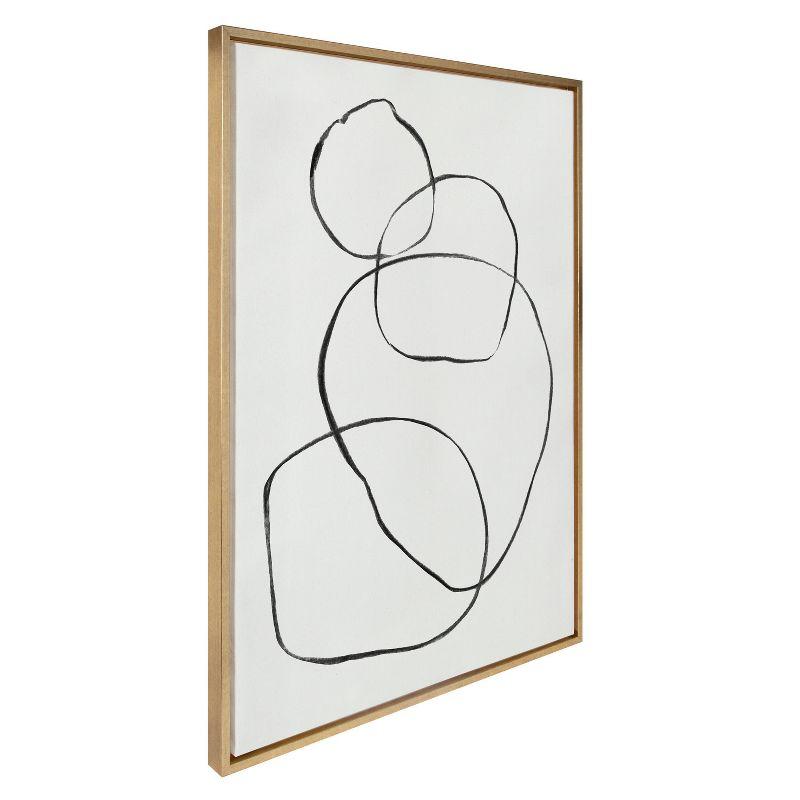28" x 38" Sylvie 869 Going in Circles Framed Canvas by Teju Reval of SnazzyHues Gold: Modern Wall Art
