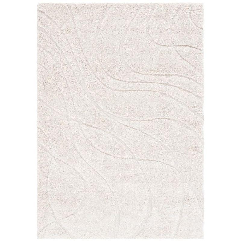 Florida Shag SG471 Power Loomed Indoor Area Rug - Creme/Creme - 5'3"x7'6" - Safavieh