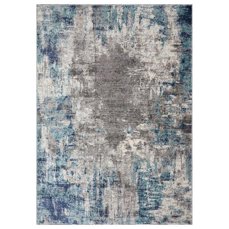 Abstract Elegance Blue 27" Synthetic Area Rug