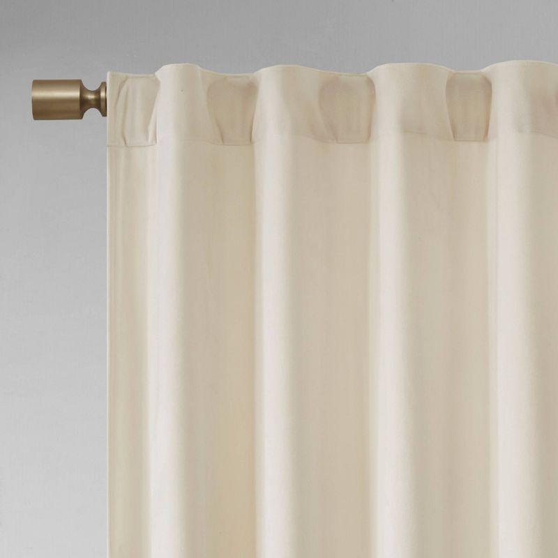 Set of 2 (63"x37") Bryce Poly Velvet Room Darkening Curtain Panels Ivory: Modern Living Room Decor by 510 Design