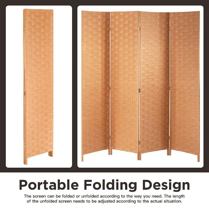 FDW Room Divider Wall Divider Wood Screen Wood Mesh Hand-Woven Design Room Screen Divider Indoor Folding Portable Partition Screen