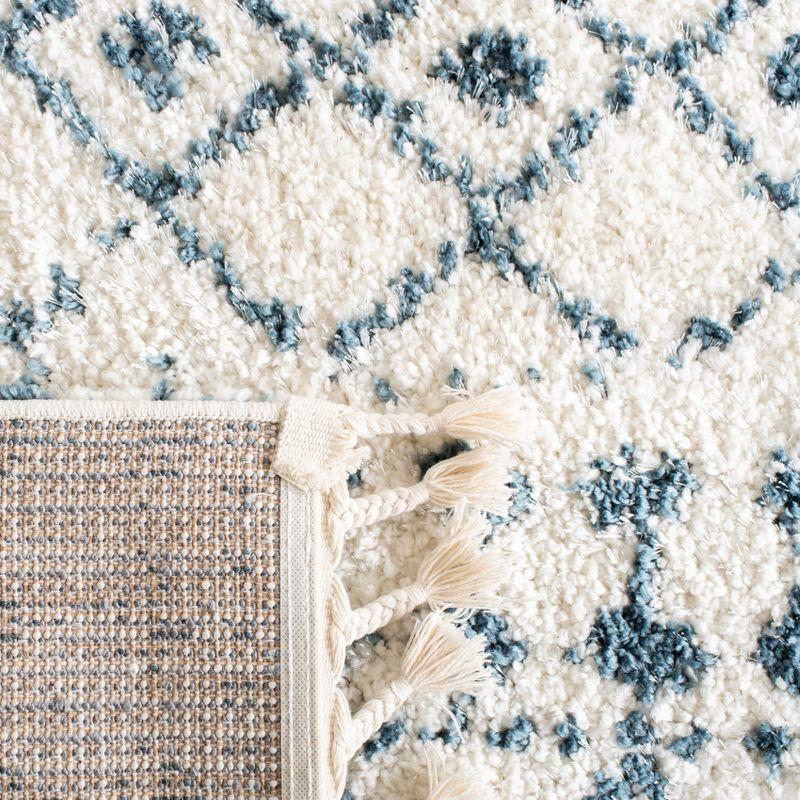 Berber Fringe Shag BFG519 Power Loomed Indoor Runner Rug - Cream/Blue - 2'2"x10' - Safavieh