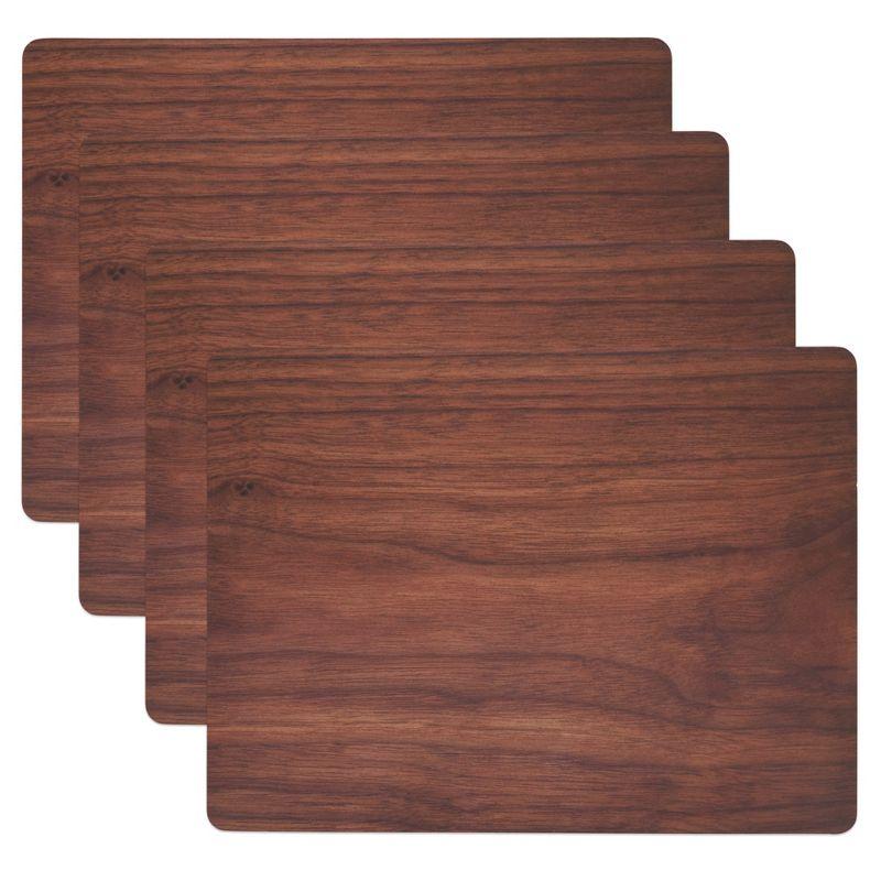 Saro Lifestyle Wood Print Placemat, 12"x16" Oblong, Brown (Set of 4)