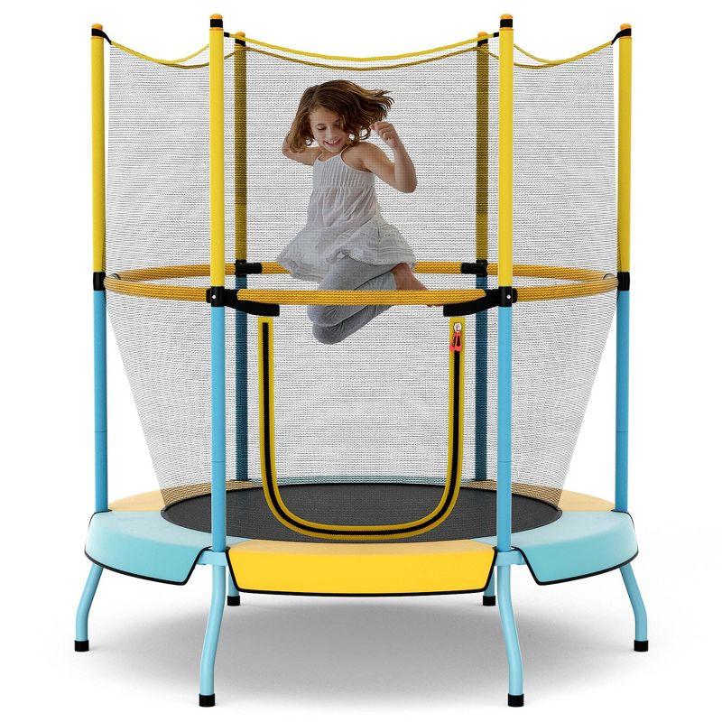 Costway 48" Toddler Trampoline for Kids with Safety Enclosure Net Heavy-duty Frame Yellow