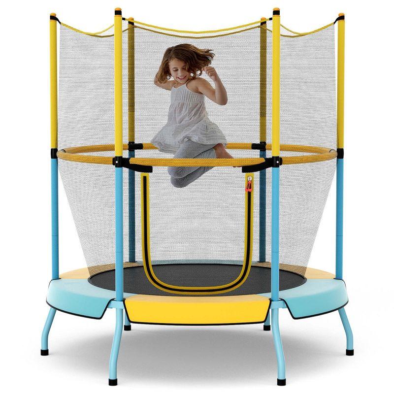 Yellow 48" Kids' Trampoline with Safety Enclosure Net