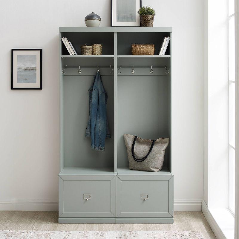 Gray 2-Piece Hall Tree Entryway Set with Storage Drawers