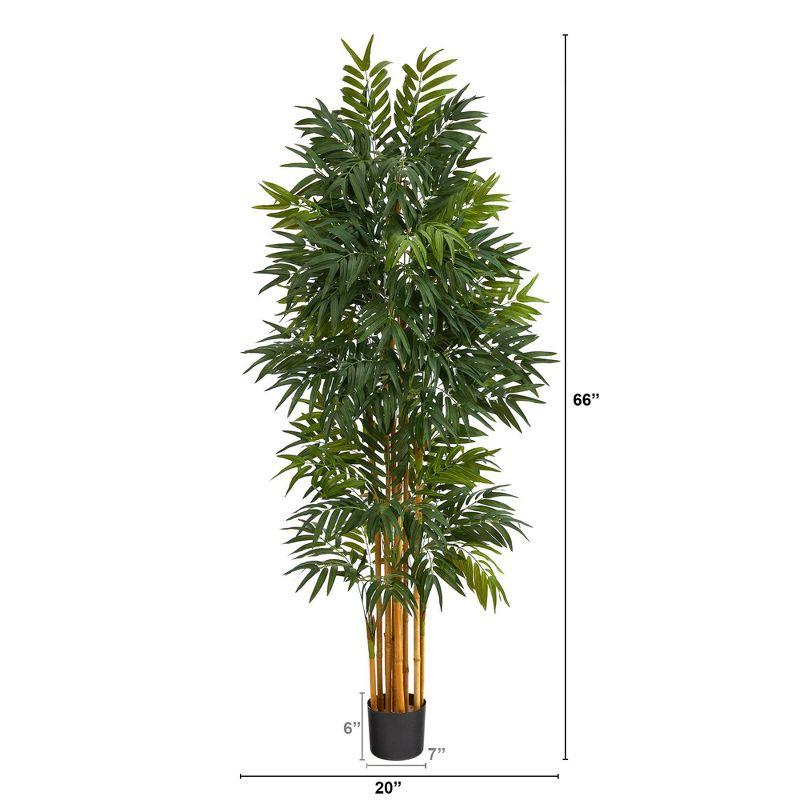 69" Green Silk and Plastic Potted Palm Floor Plant