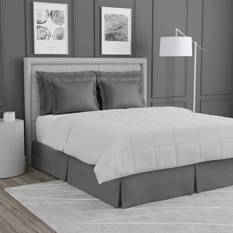 Gray King Polyester Split Corner Tailored Bed Skirt