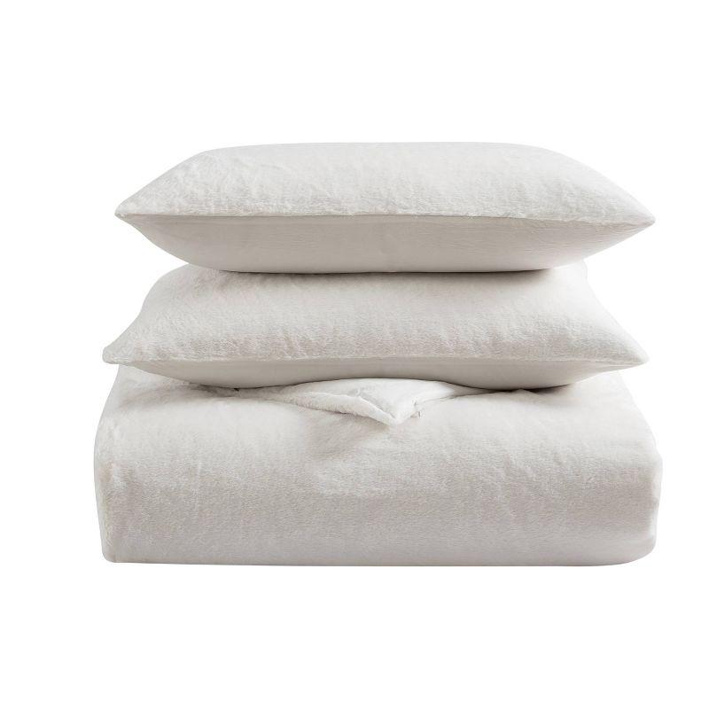 King Ivory Faux Fur Bedspread Cover Set