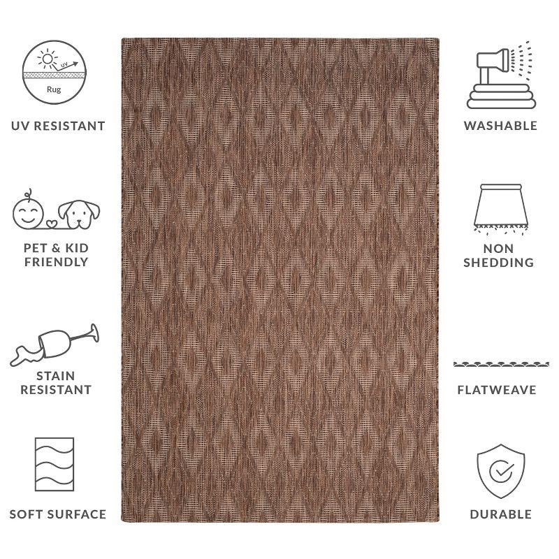 Courtyard CY8522 UV & Stain Resistant Non-Shedding Power Loomed Indoor/Outdoor Area Rug - Brown/Brown - 6'7"x9'6" - Safavieh