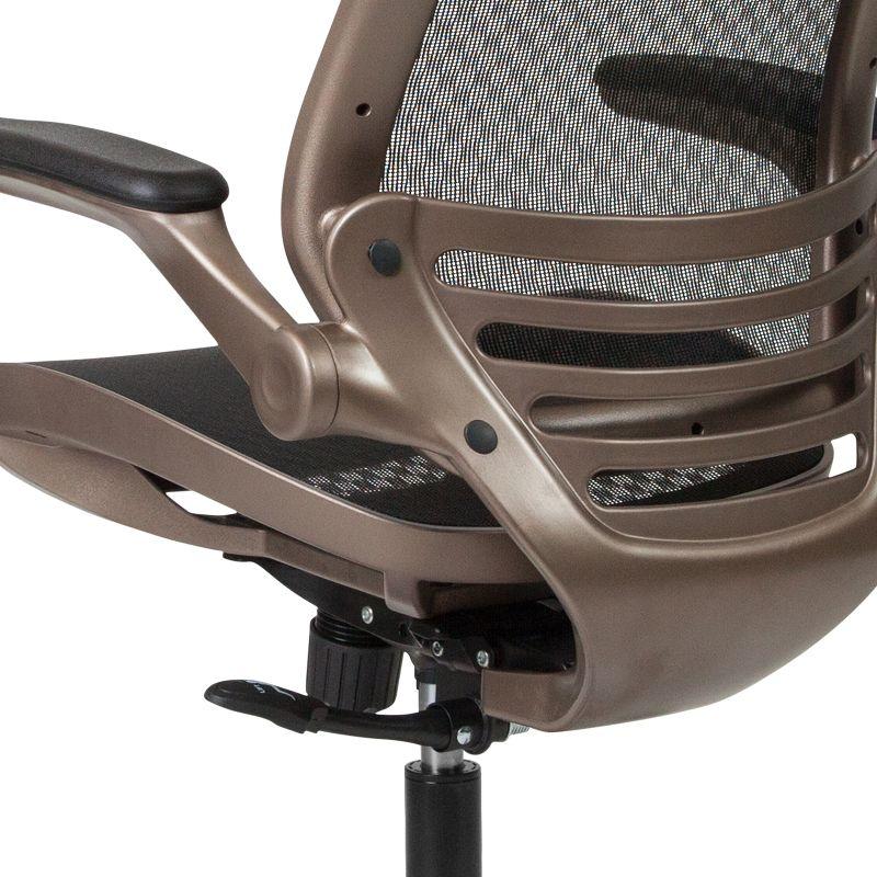 Flash Furniture Mid-Back Transparent Mesh Executive Swivel Office Chair with Flip-Up Arms