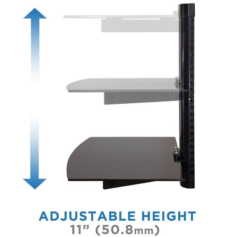 Black Steel Floating Wall Shelf with Tempered Glass