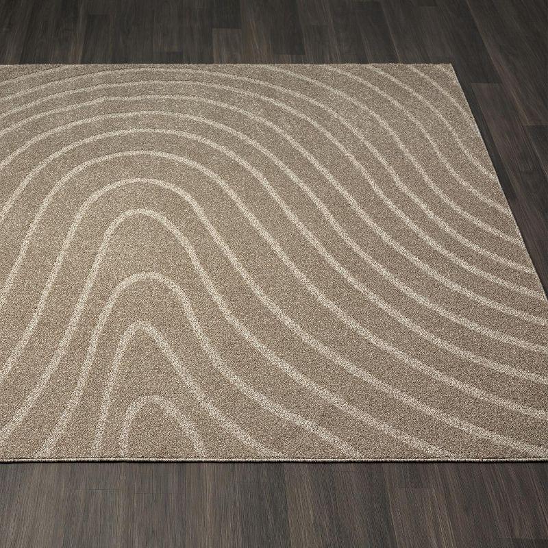 Taupe Geometric Synthetic 5' x 7' Easy-Care Area Rug