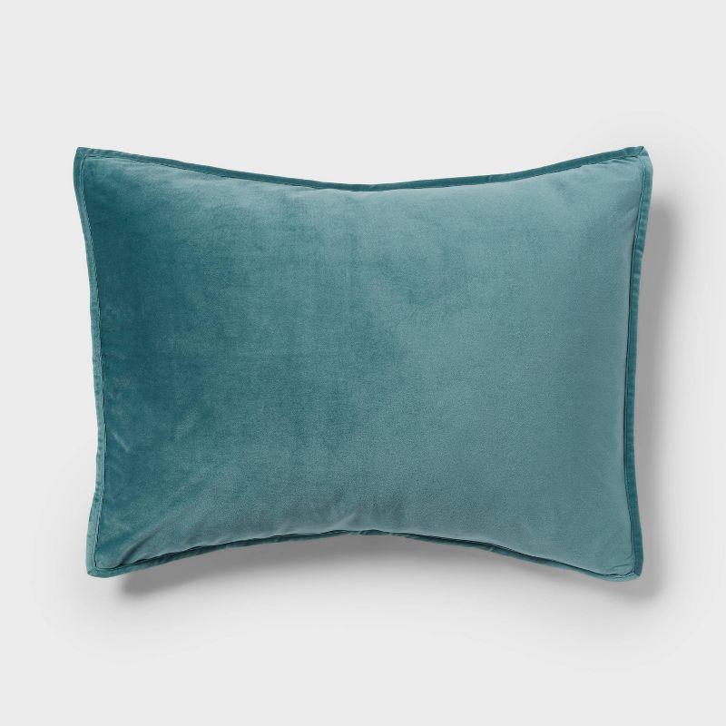 Velvet Kids' Sham Pillow Twilight Green - Pillowfort™: Standard Size, Machine Washable, OEKO-TEX Certified
