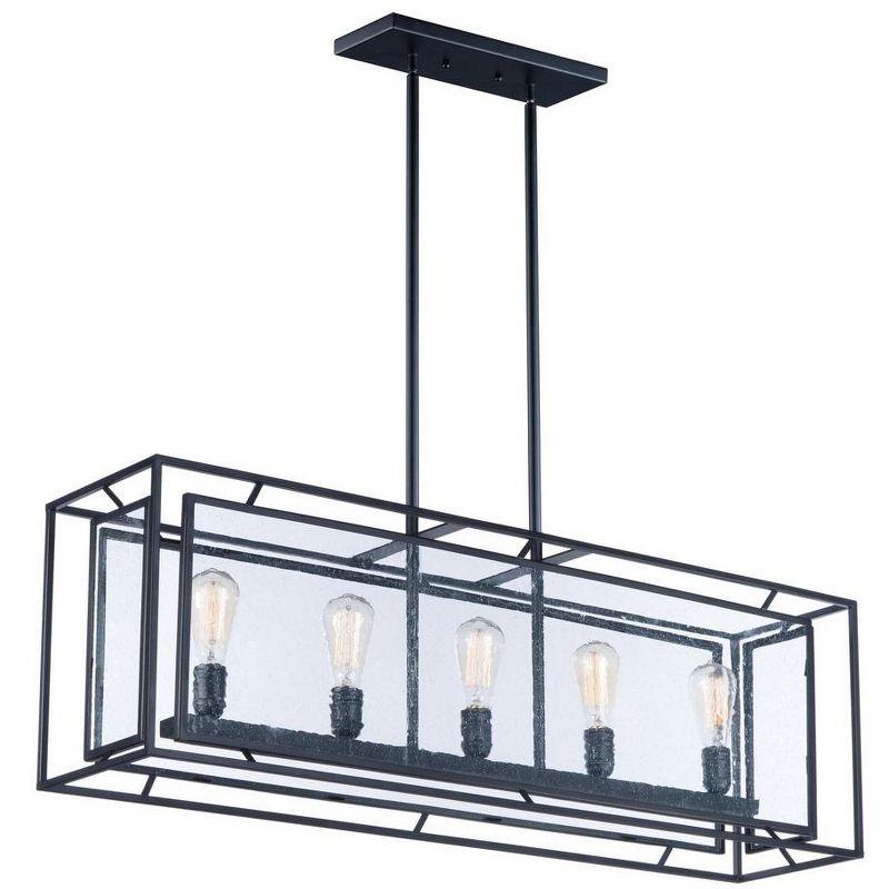 Maxim Black Seedy Glass 5-Light Pendant Chandelier