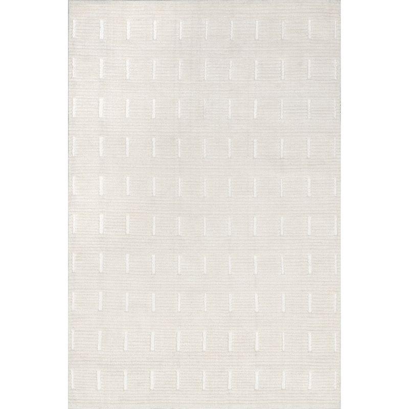 Ivory Rectangular 4' x 6' Synthetic Easy Care Area Rug