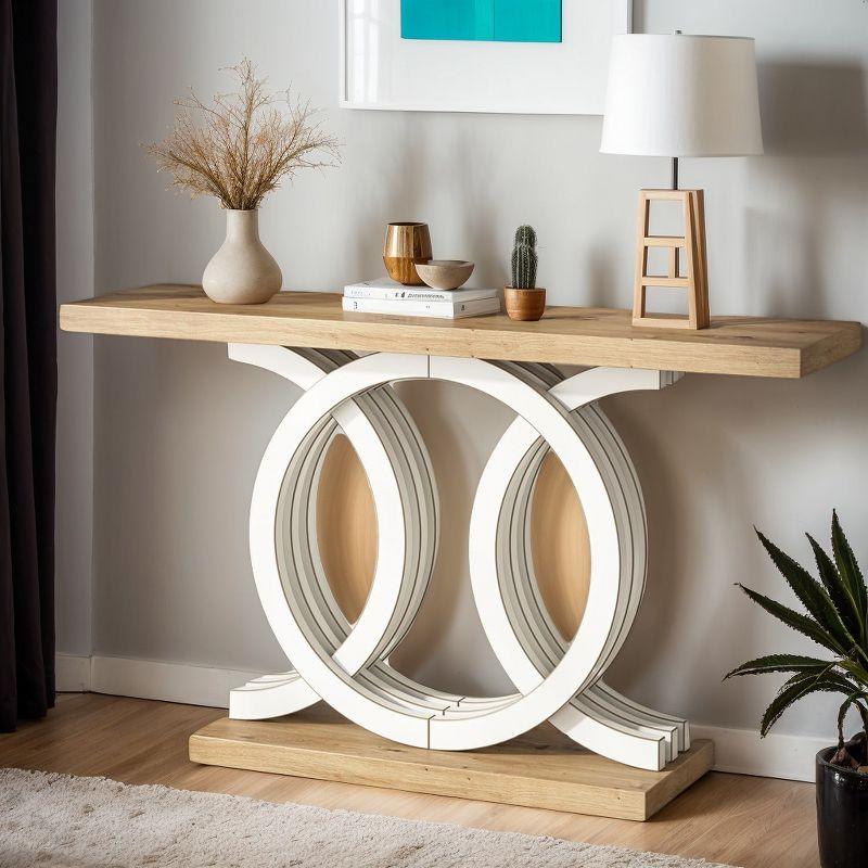 Farmhouse Console Sofa Table, 55 Inches Entryway Hallway Foyer Table White