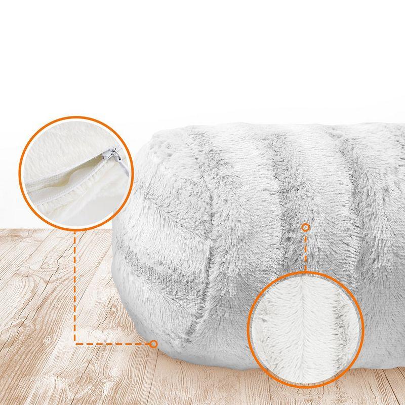 Cheer Collection Decorative Faux Fur Bolster Pillows Set of 2