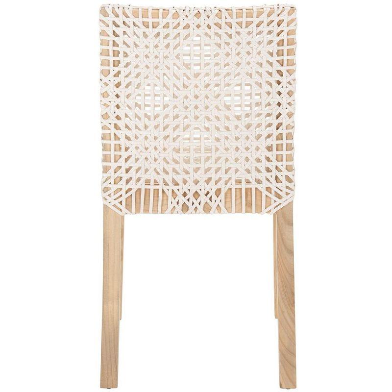 Tyria Leather Dining Chair (Set Of 2) - White/Natural - Safavieh.