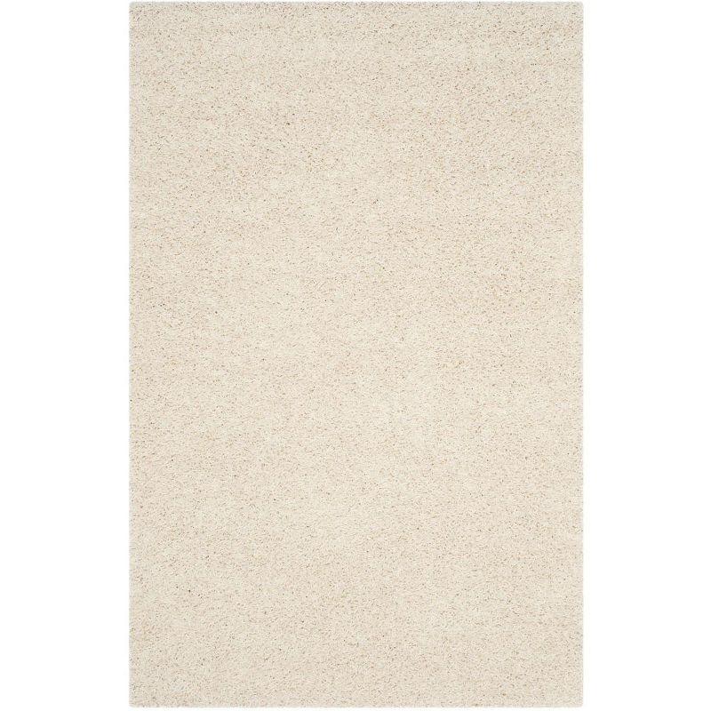 Plush Comfort White Synthetic Shag Rug, 3' x 5'