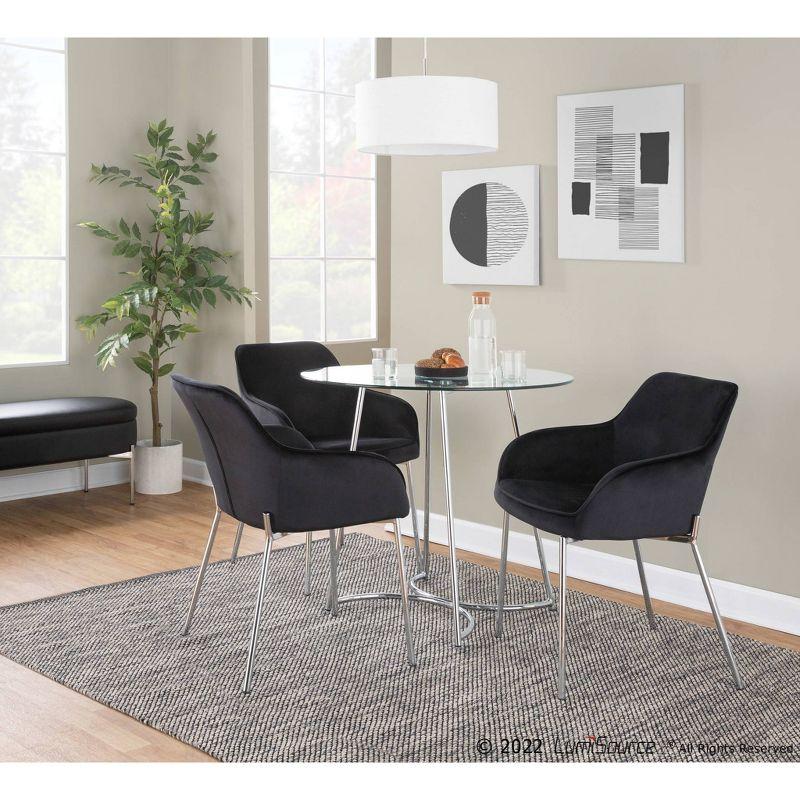 Daniella 24" Black Velvet and Chrome Steel Upholstered Dining Chairs