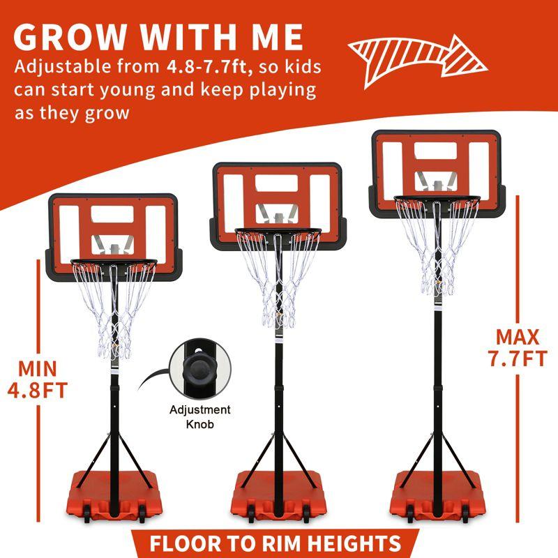 Kids Basketball Hoop Outdoor 4.8-7.7ft Adjustable, Portable Basketball Hoops & Goals for Kids/Teenagers/Youth in Backyard/Driveway/Indoor
