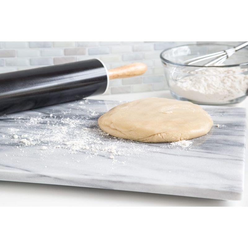 Fox Run Marble Pastry Rolling Pin Board Smooth with Rounded Edges 20" x 16" Grey