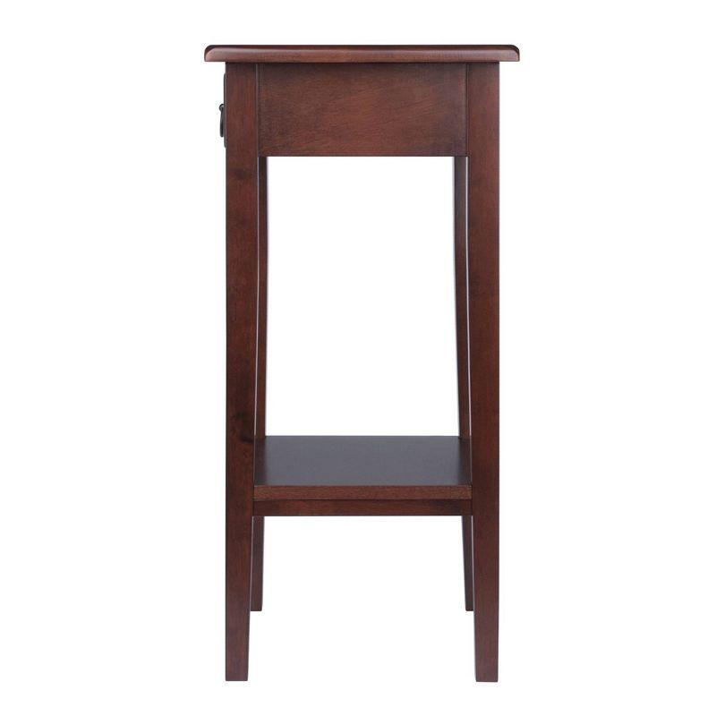 Regalia Accent Table with Drawer, Shelf - Antique Walnut - Winsome: Small Telephone Stand, Occasional Storage