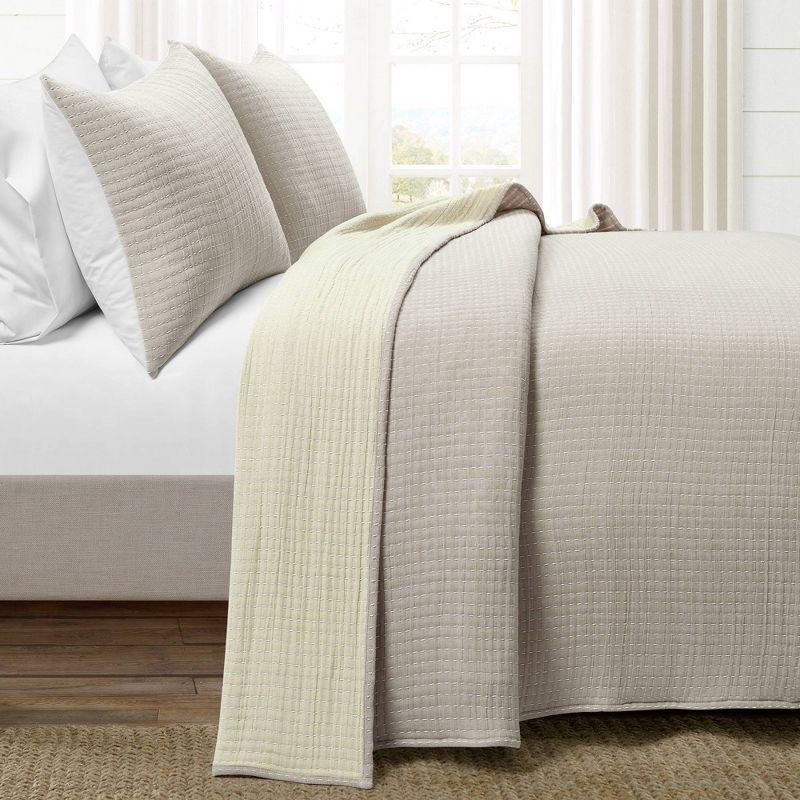 3pc Pickstitch Quilt/Coverlet - Lush Décor