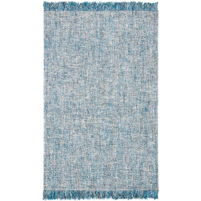 Handmade Blue and Gray Wool Blend 4' x 6' Area Rug