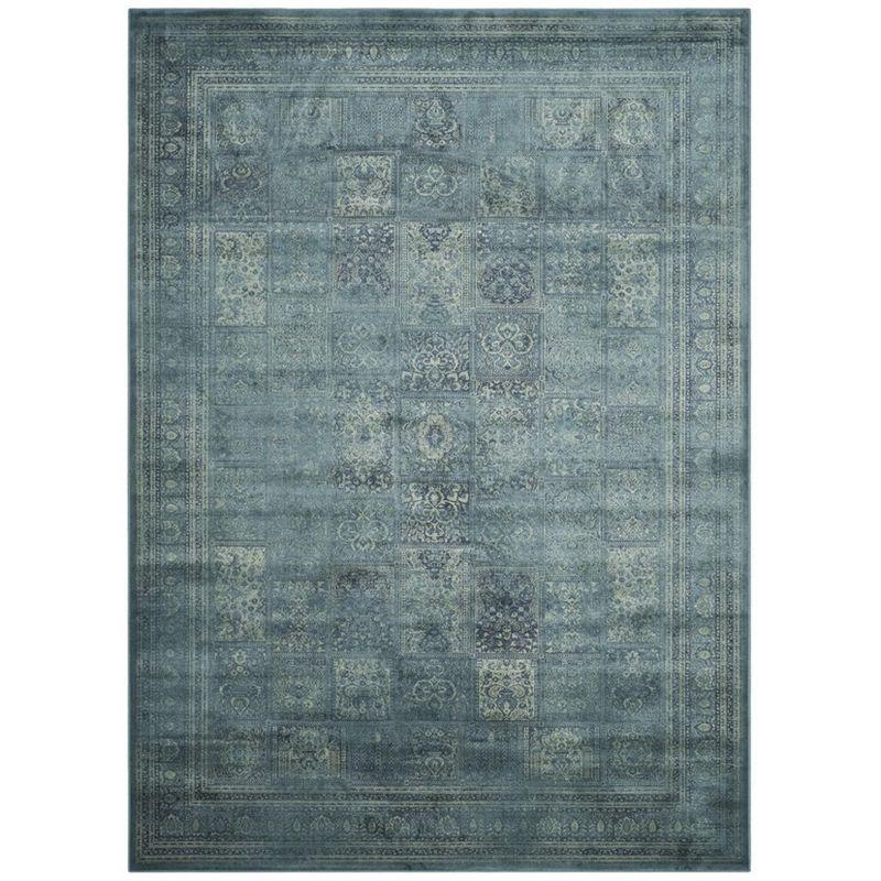 Vintage Blue Rectangular Viscose Area Rug