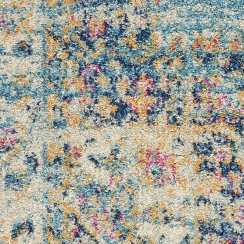 Nourison Passion Medallion Bohemian Indoor Rug Light Blue 2'2" x 10'