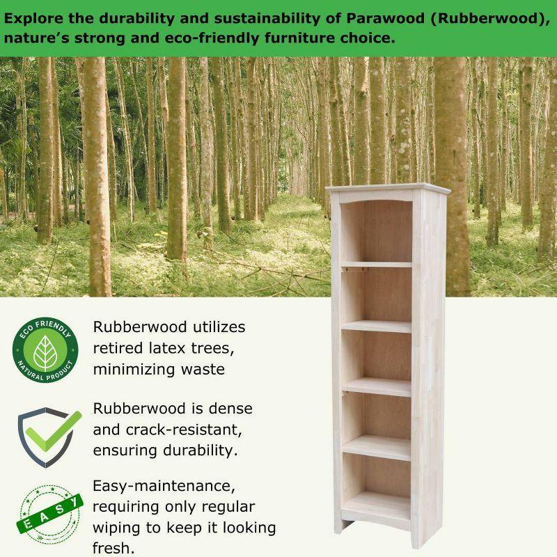 60" Shaker Bookcase Unfinished Brown - International Concepts: Solid Parawood, 4-Shelf Design