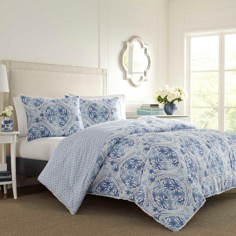 Mila Blue King Cotton Reversible Comforter Set