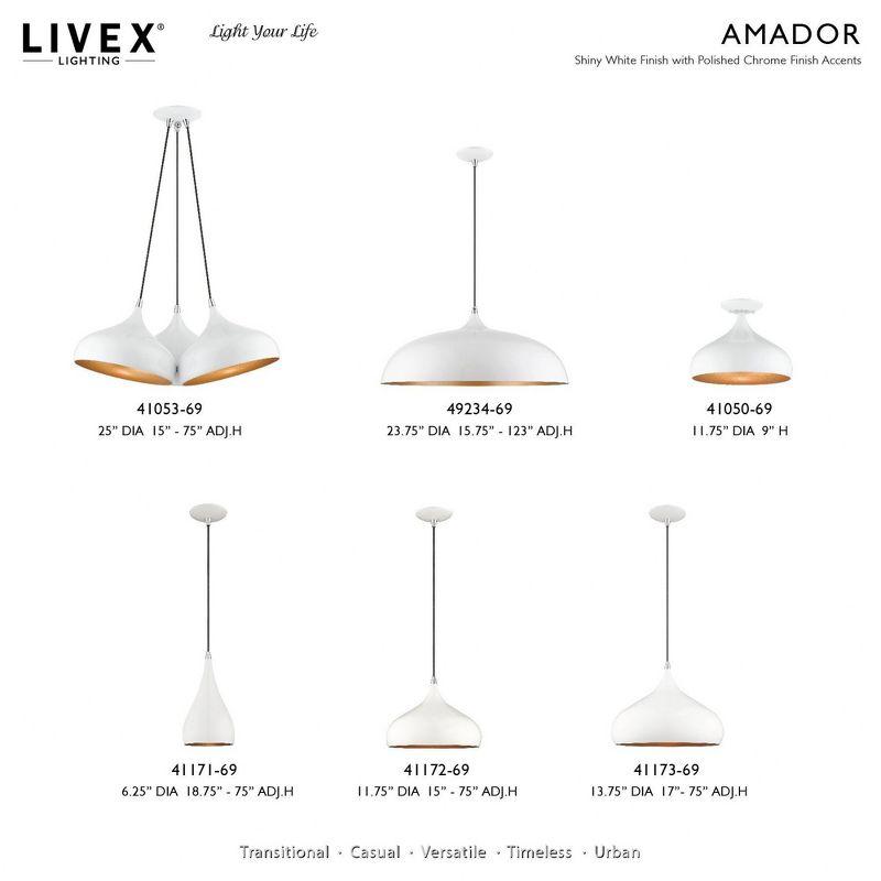 Livex Lighting Metal Shade 1 - Light Pendant in  Shiny White