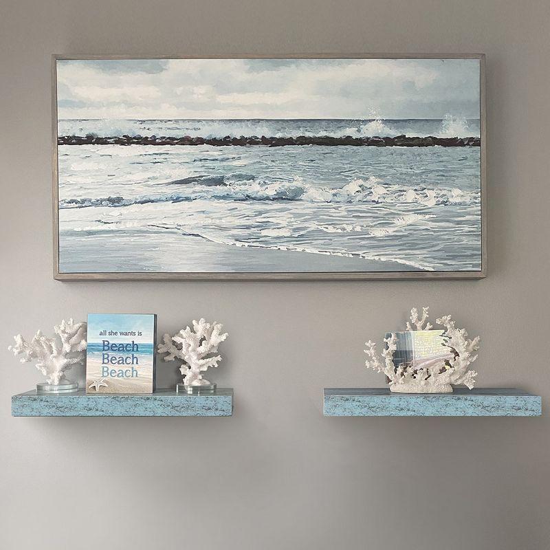 2 Pack 16 Inch Sorbus Coastal Rectangle Floating Shelves - for Home Décor to Display Trophies, Books, Frames, and more (Rustic Blue)