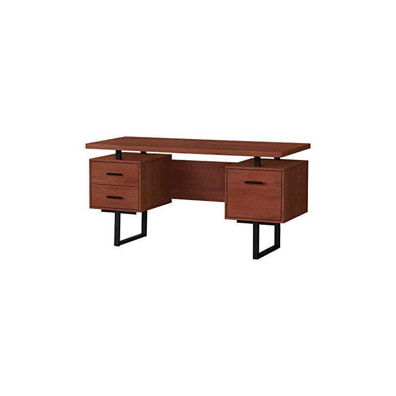 Monarch Specialties Computer Desk Home Office Laptop Left Right Set-Up Storage Drawers 60InchL Work Metal Laminate Brown Black Contemporary Modern