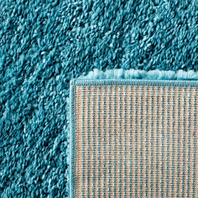 Turquoise Square Shag Area Rug with Plush Synthetic Fibers